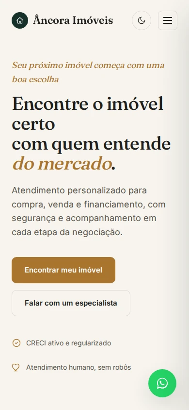 Captura de Âncora Imóveis em tela de celular simulada