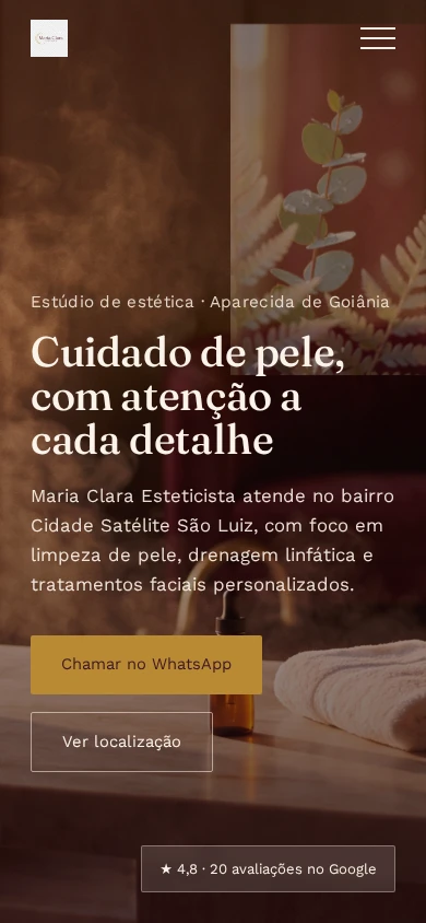 Captura de Maria Clara Esteticista em tela de celular simulada