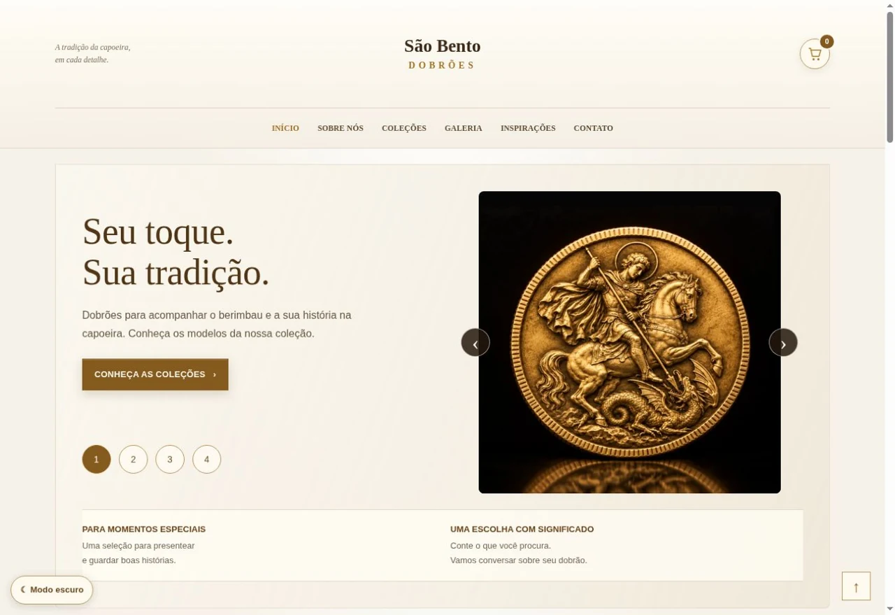 Captura do site São Bento Dobrões — Loja no computador